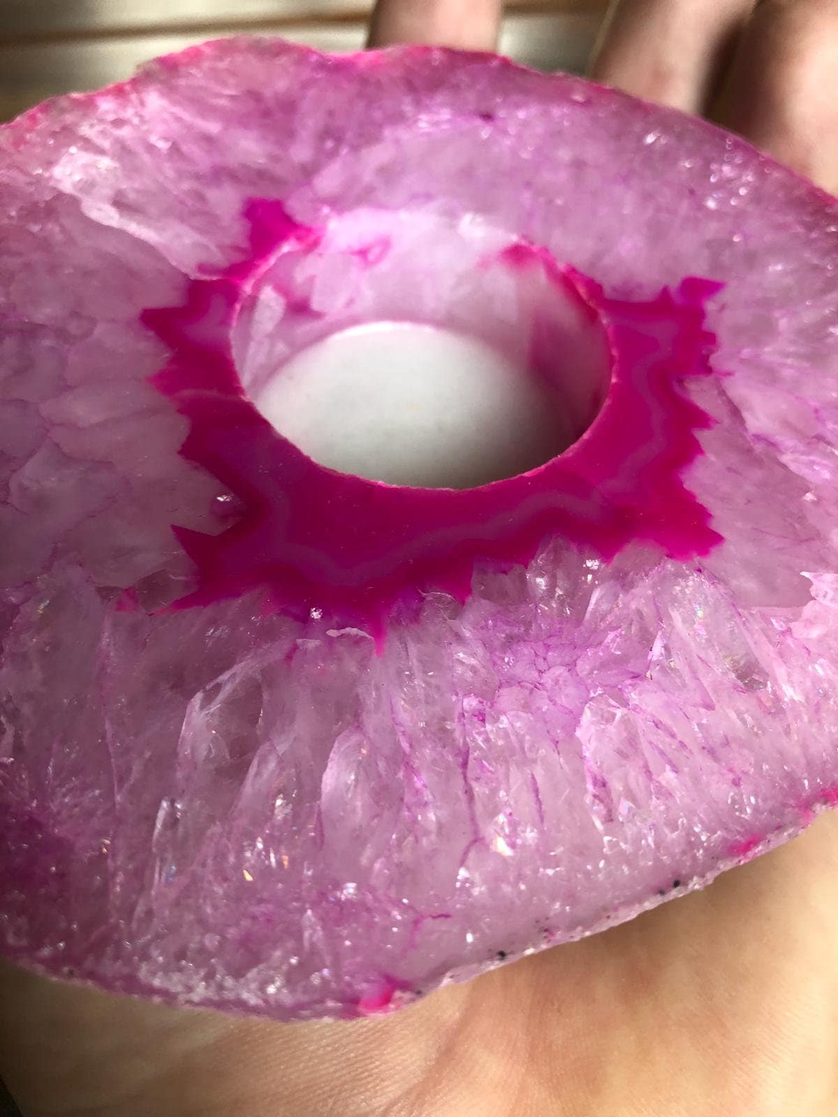 【ピンクアゲート】可愛い色合いの大きなティールライトキャンドル用ホルダー 6