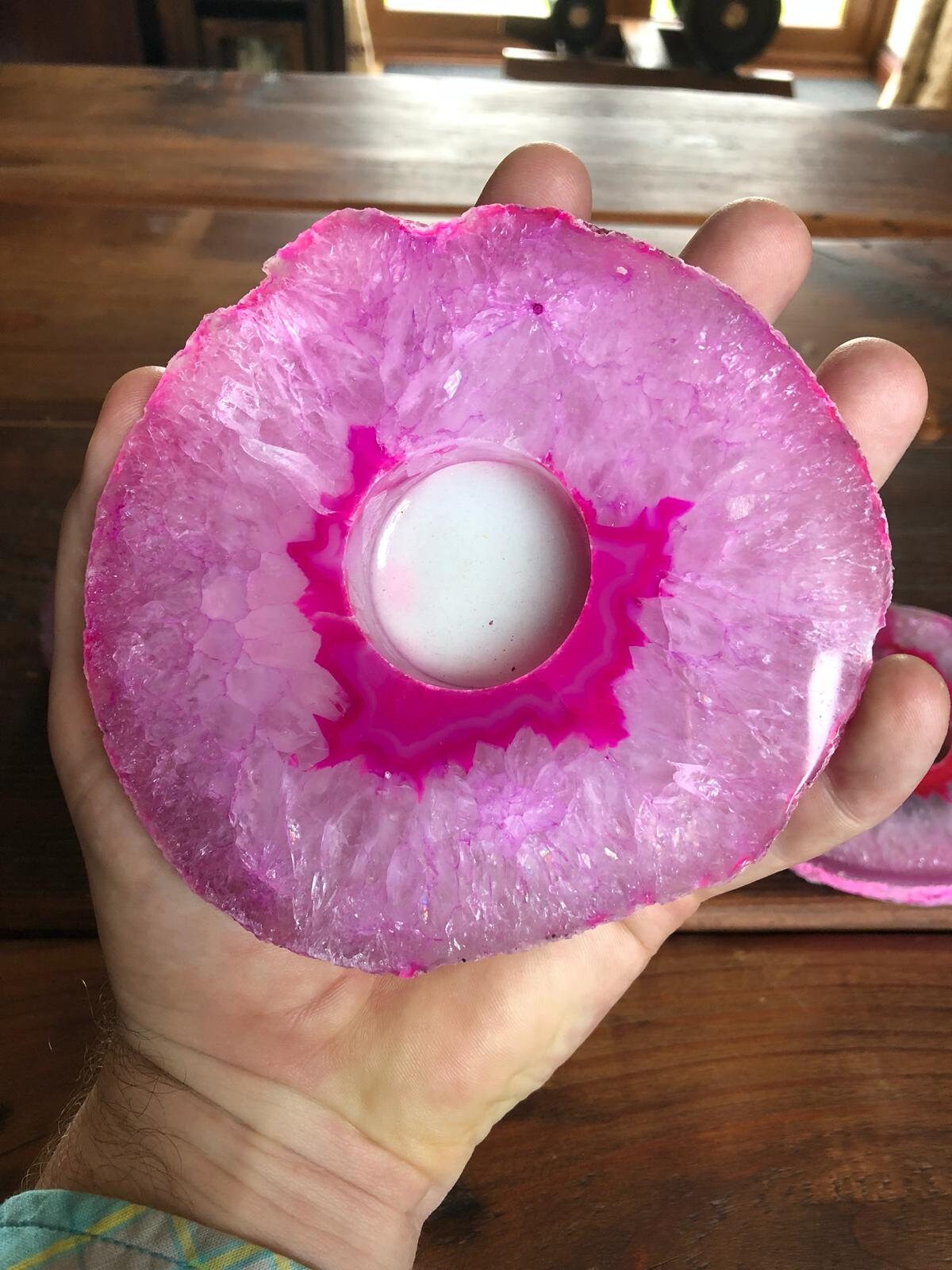 【ピンクアゲート】可愛い色合いの大きなティールライトキャンドル用ホルダー 4
